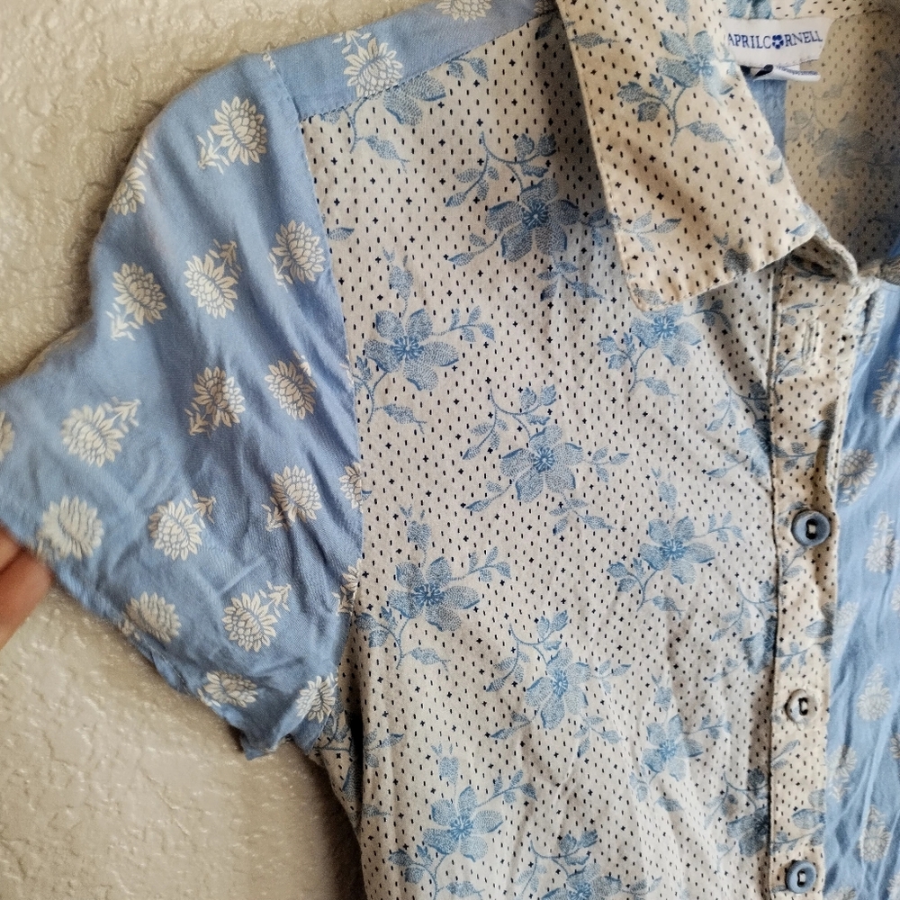 April Cornell Eloise Patchwork Button Down Midi D… - image 7